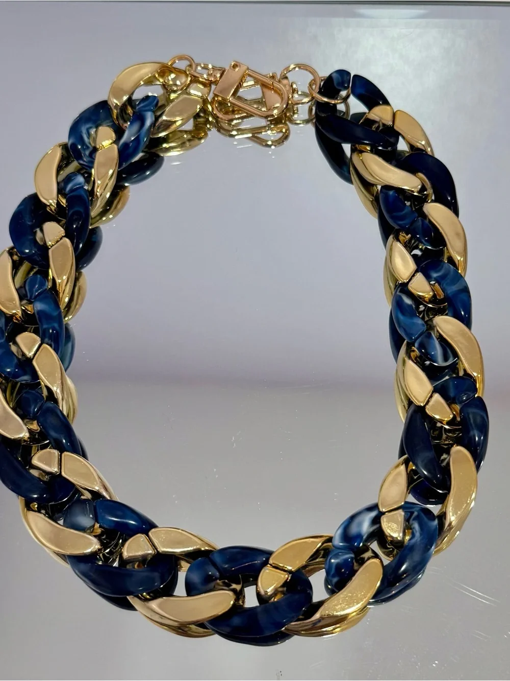 New Acrylic Gold and Navy Bag Chain 18 inches